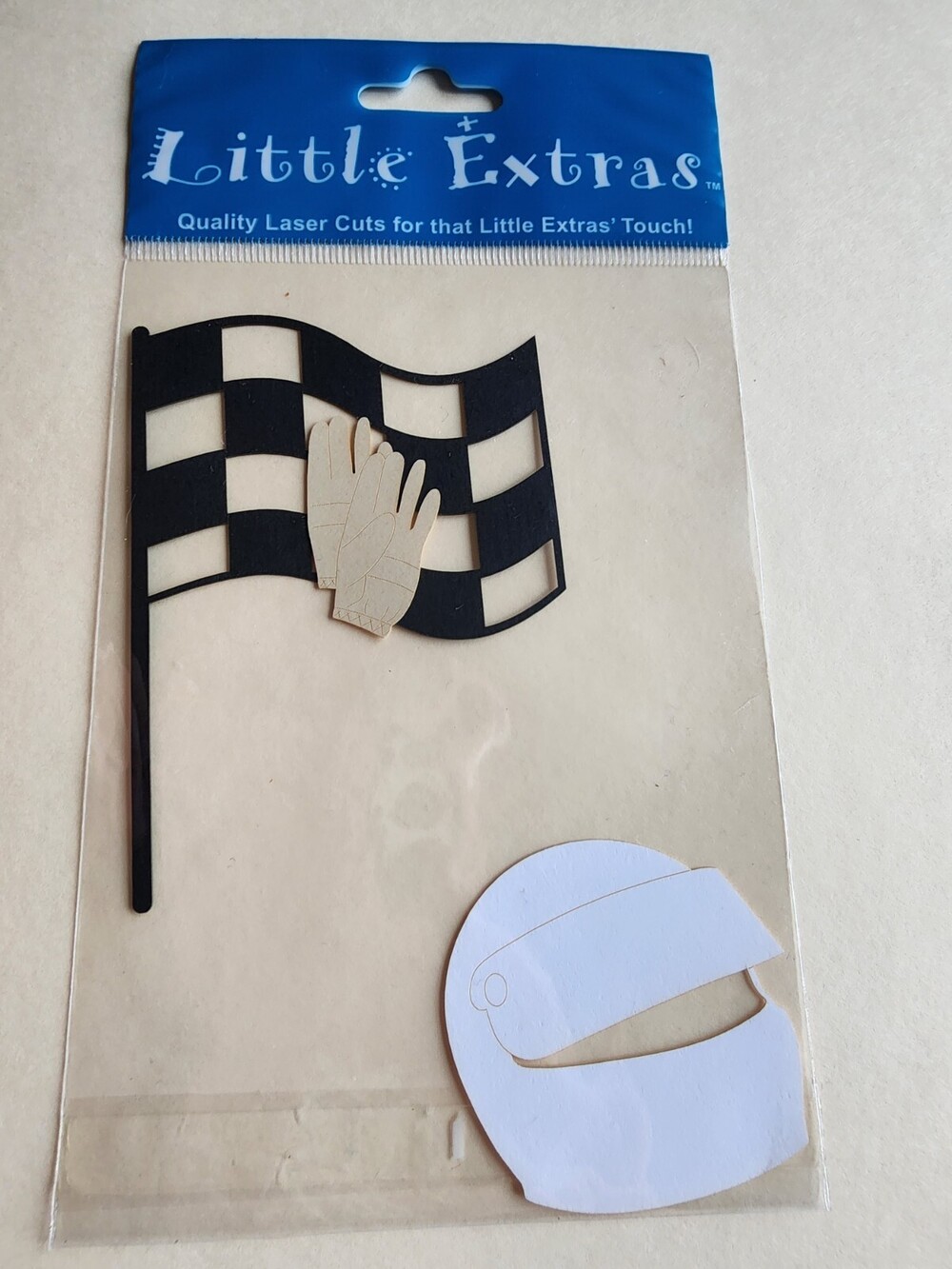 Racing Flag Helmet + Laser Cut New - Little Extras Scrapbooking - Retired #19